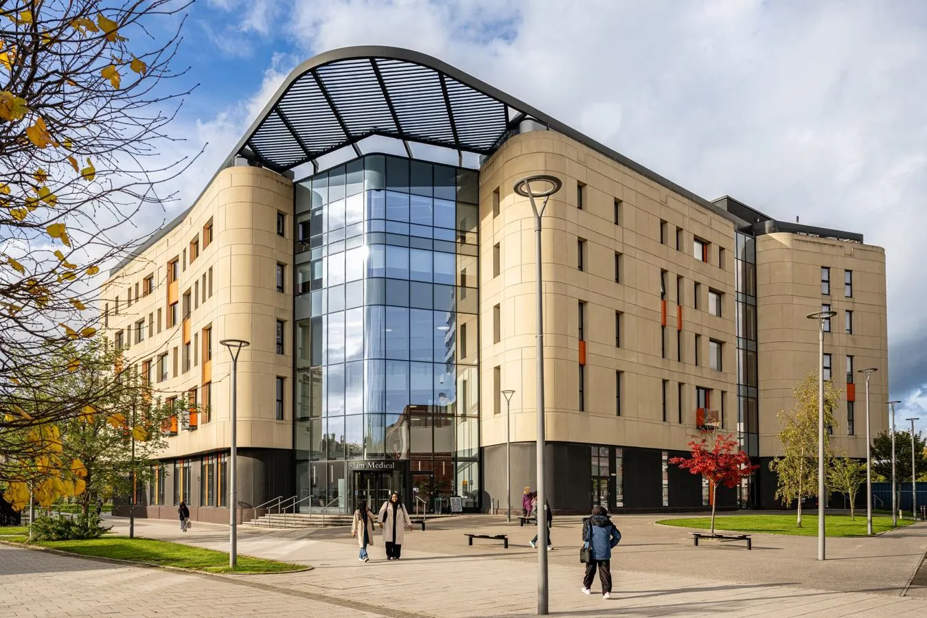 The outside of the Allam Medical Building on a sunny day