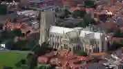 aerial shot of beverley minster and town