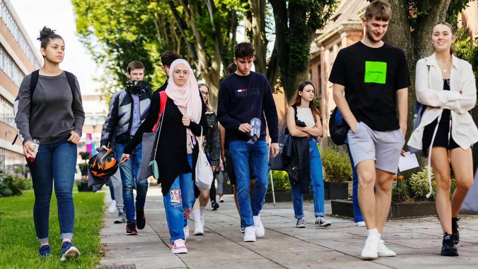 Students walking on campus