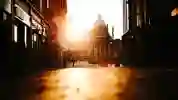 View of hull city hall from whitefriargate at sunrise