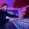 A student on the mixing desk