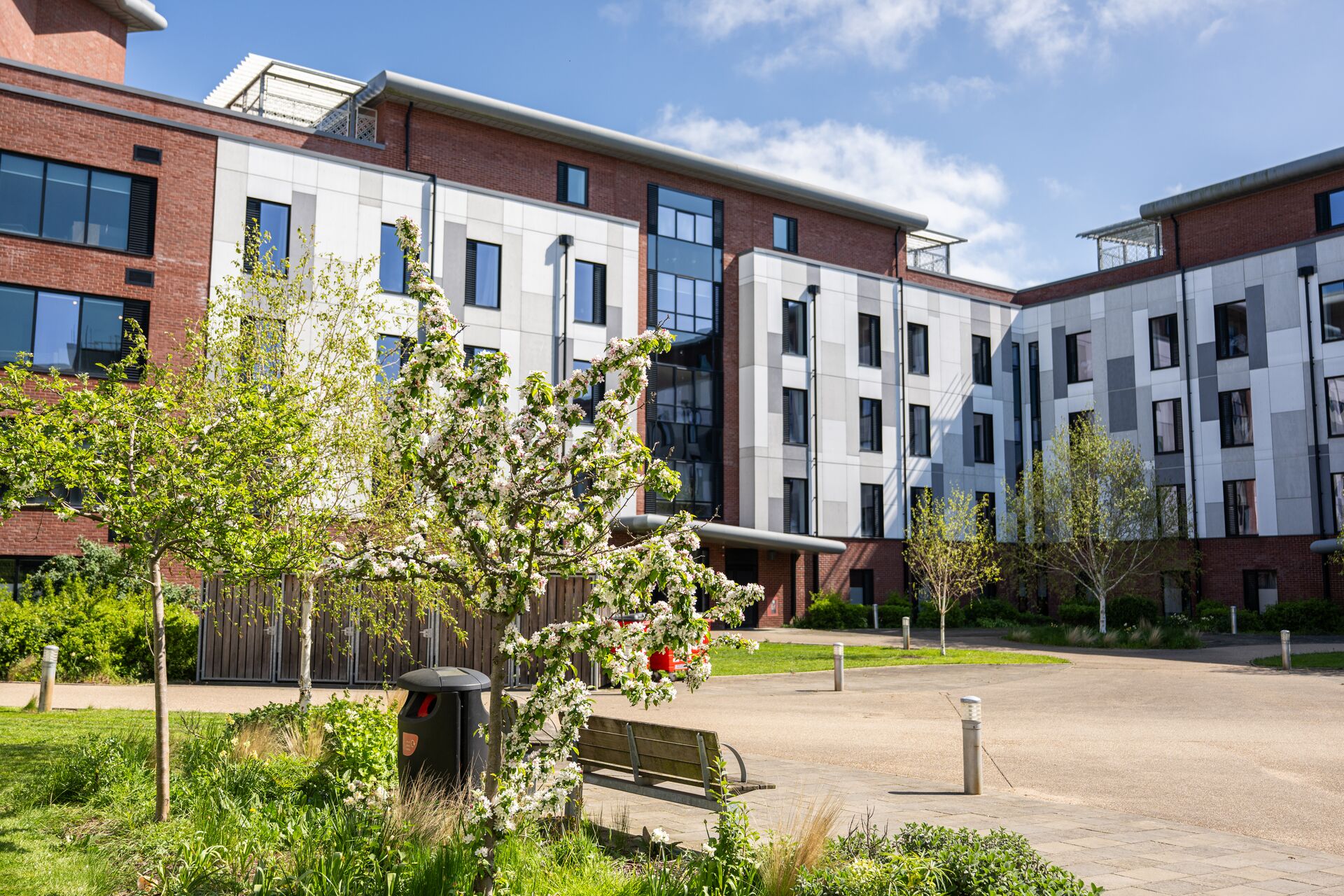 An outside view of The Courtyard student accommodation at the University of Hull