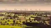wind turbines and farmland near Leeds, West Yorkshire