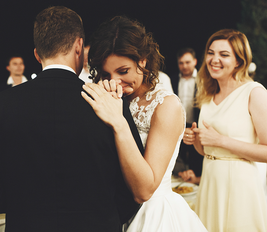 A bride and groom during their first dance