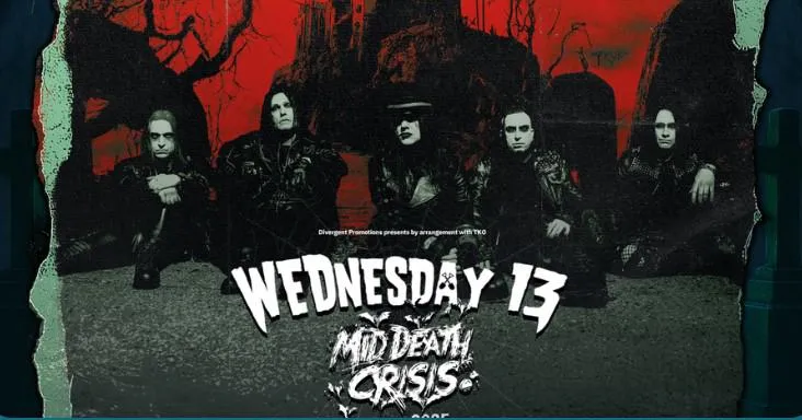 Wednesday 13 band featuring 5 members and the band logo