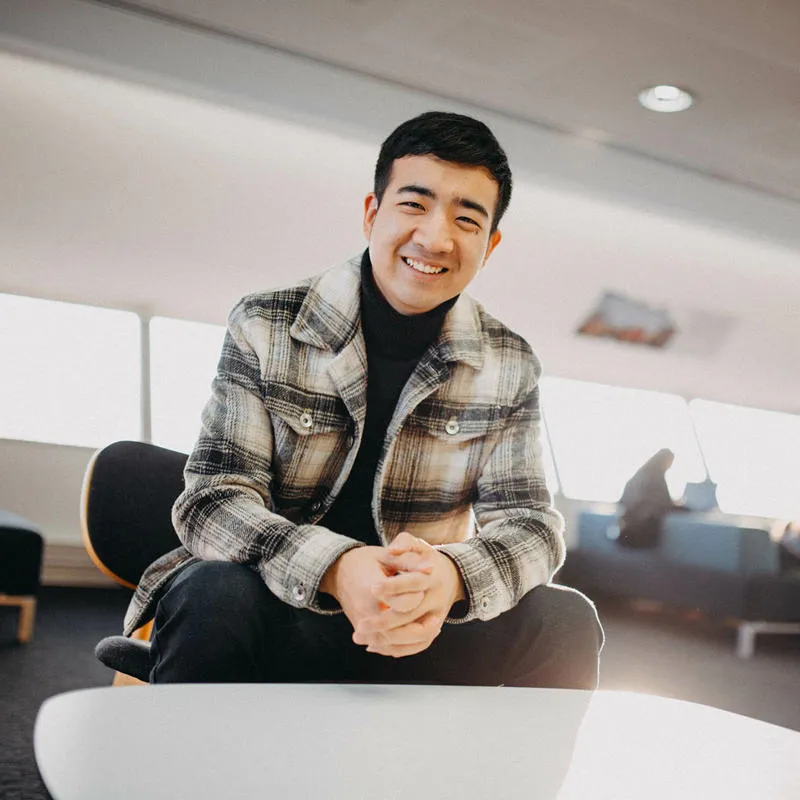 A Marketing Management student sitting in the library