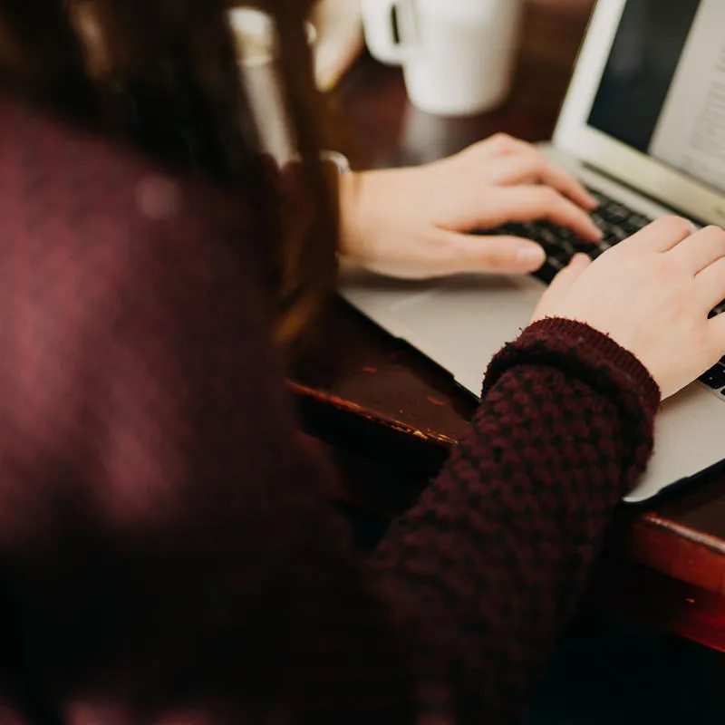 Student working on laptop