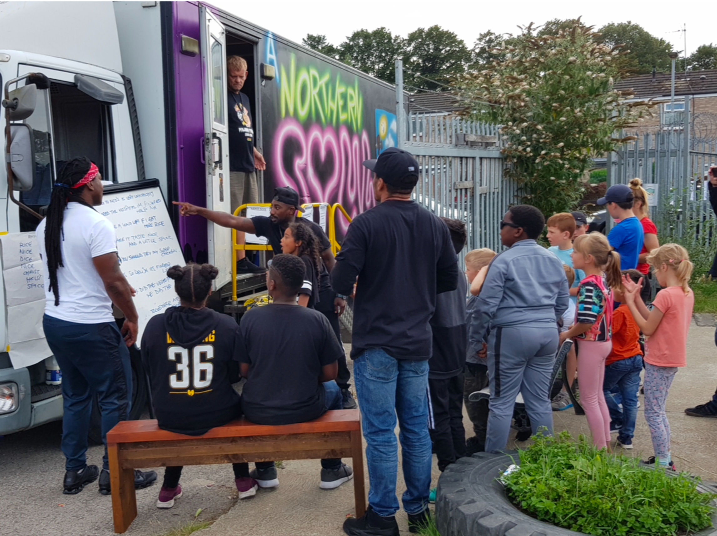 Group of people doing some artwork