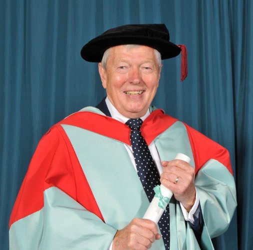 Right Honourable Alan Johnson holding Honorary Degree from the University of Hull