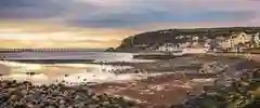 Coastal town image showing beach