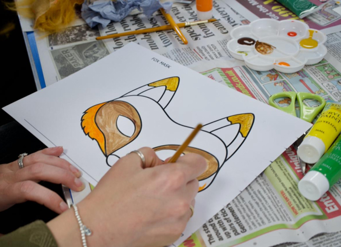 How might we harness the creative power of the arts and humanities to raise awareness about topics like flooding in schools? Colouring in a mask