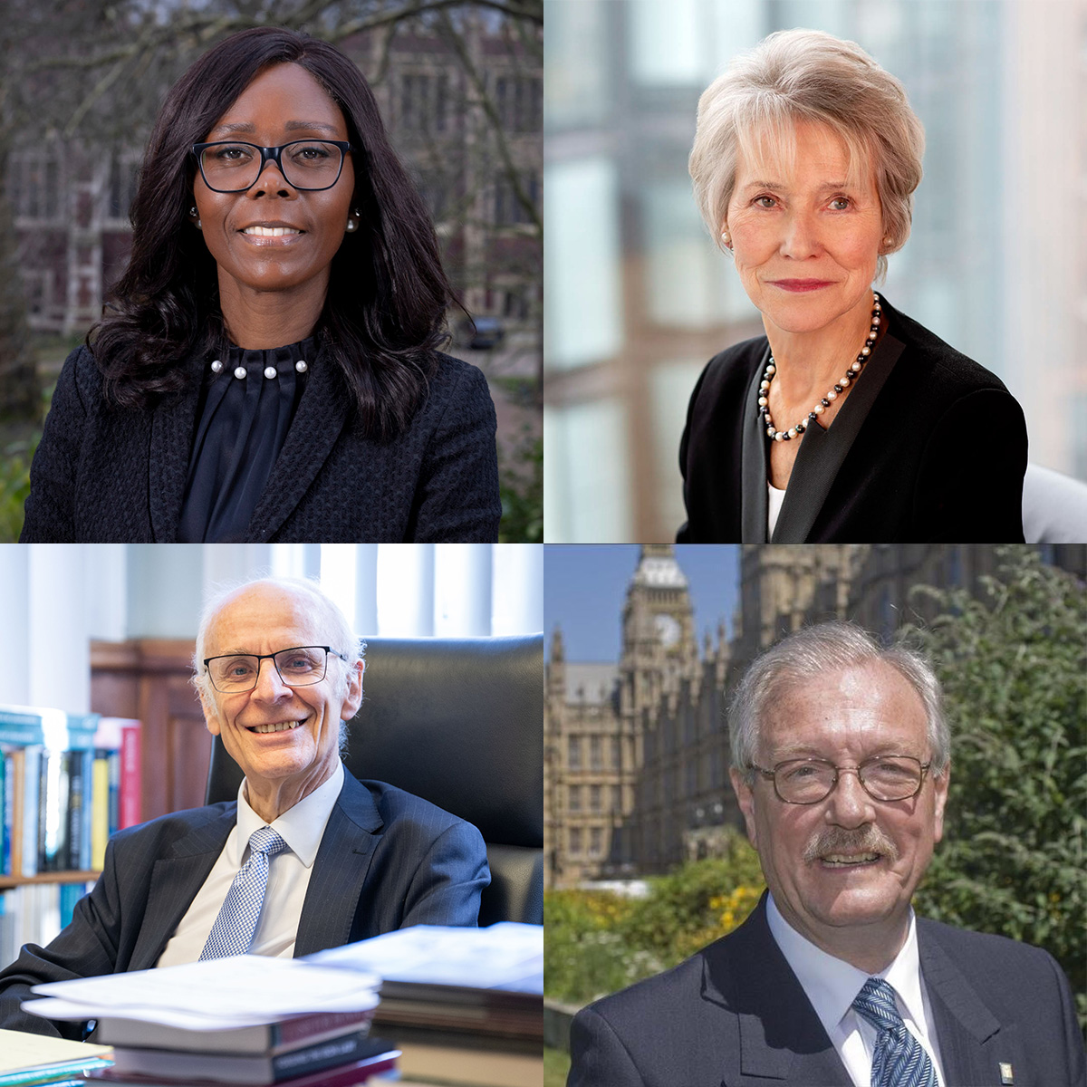 Four portrait style photos together showing the four honorary graduates
