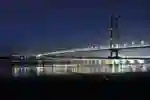 Humber Bridge illuminated at night