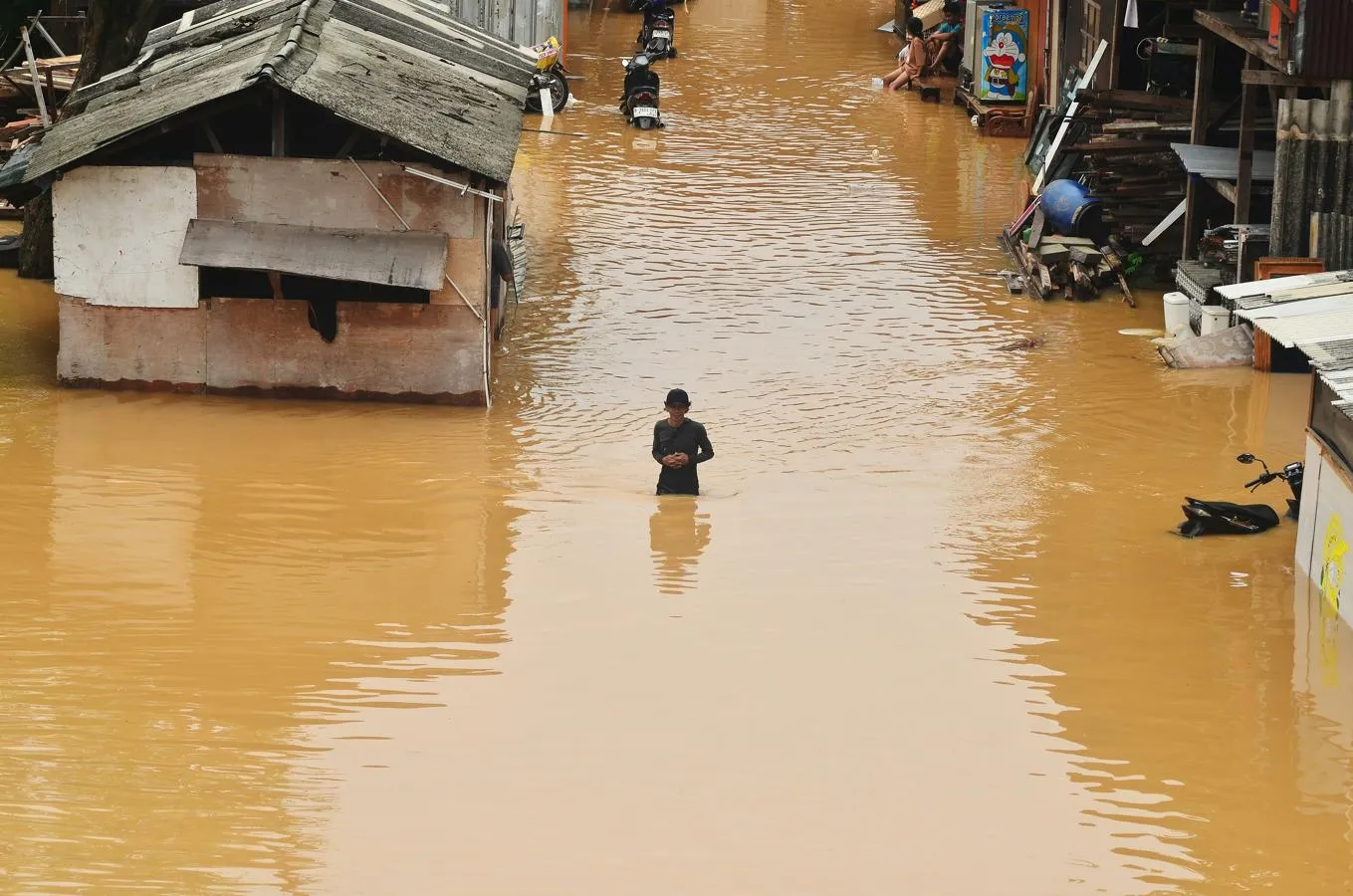 Flloded area in Rawa Jati, South Jakarta City, Jakarta, Indonesia