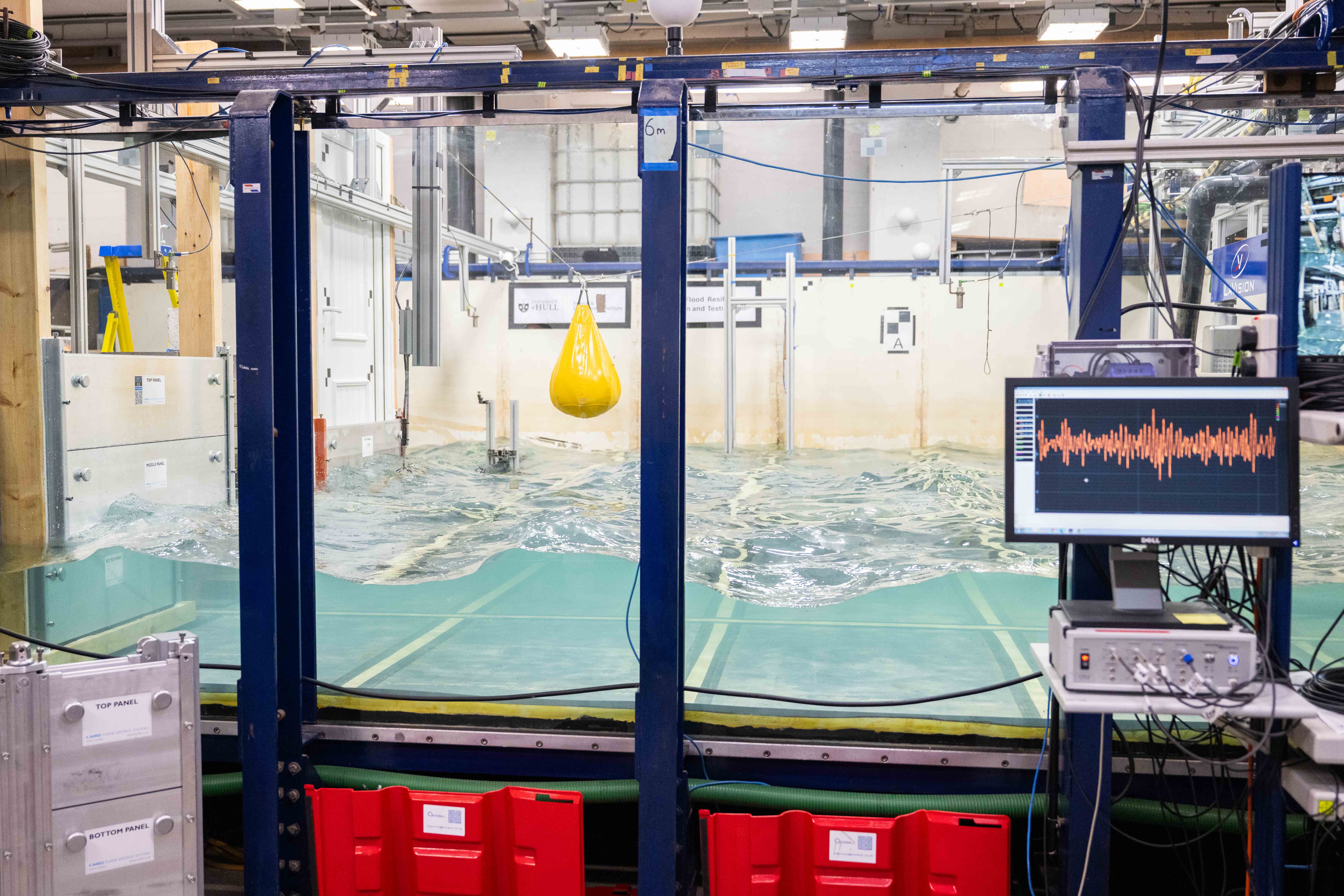 water tank in a lab with testing equipment