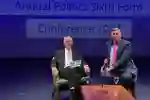 Lord Norton of Louth introducing a guest at the Inside Politics conference