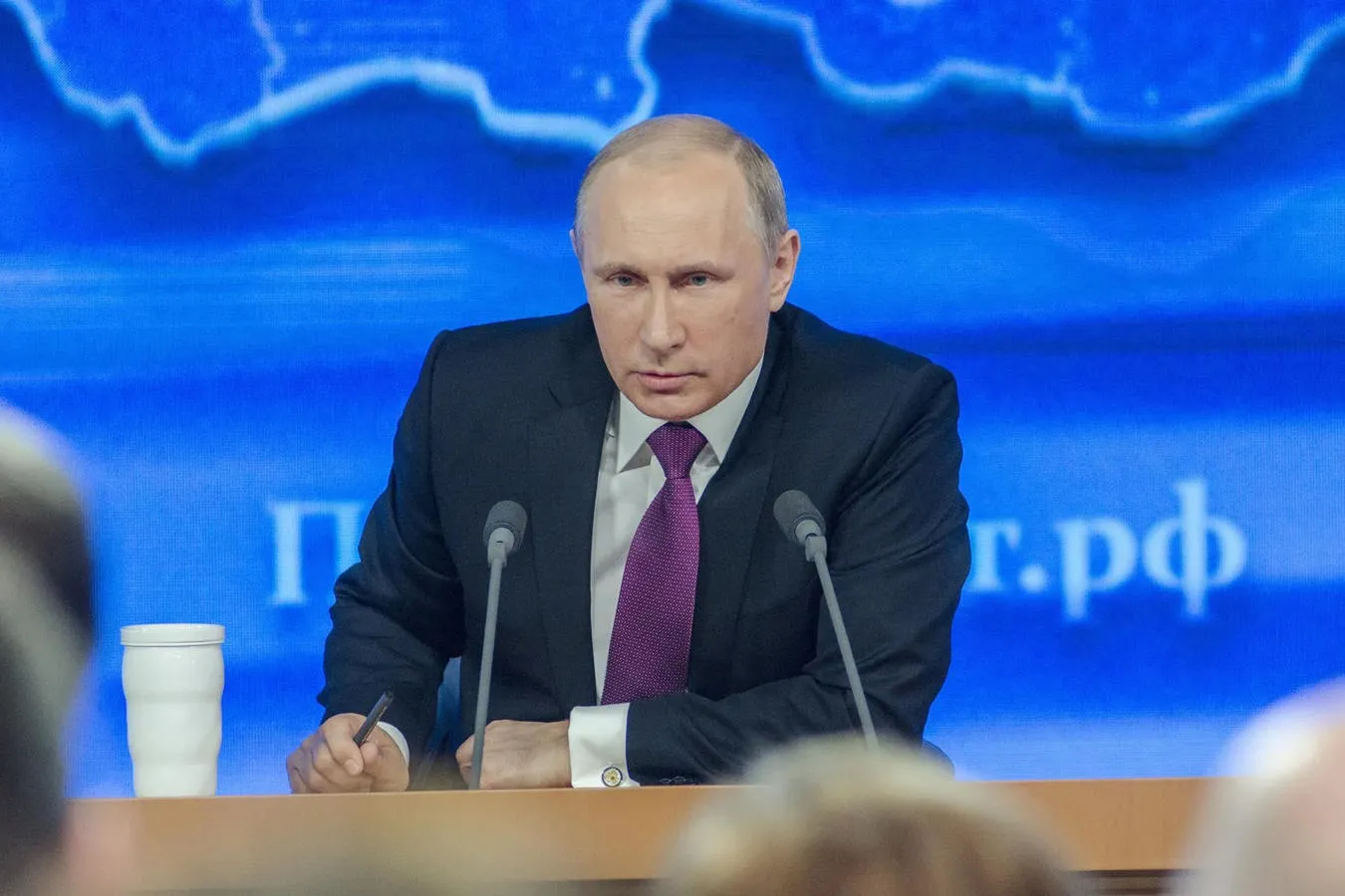 President Putin of Russia at a press conference