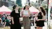 three female students at the University open day