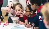 Primary school children doing a science experience