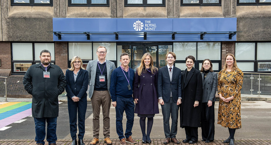 Dr Sarah Shaw with members of The Royal Mint team