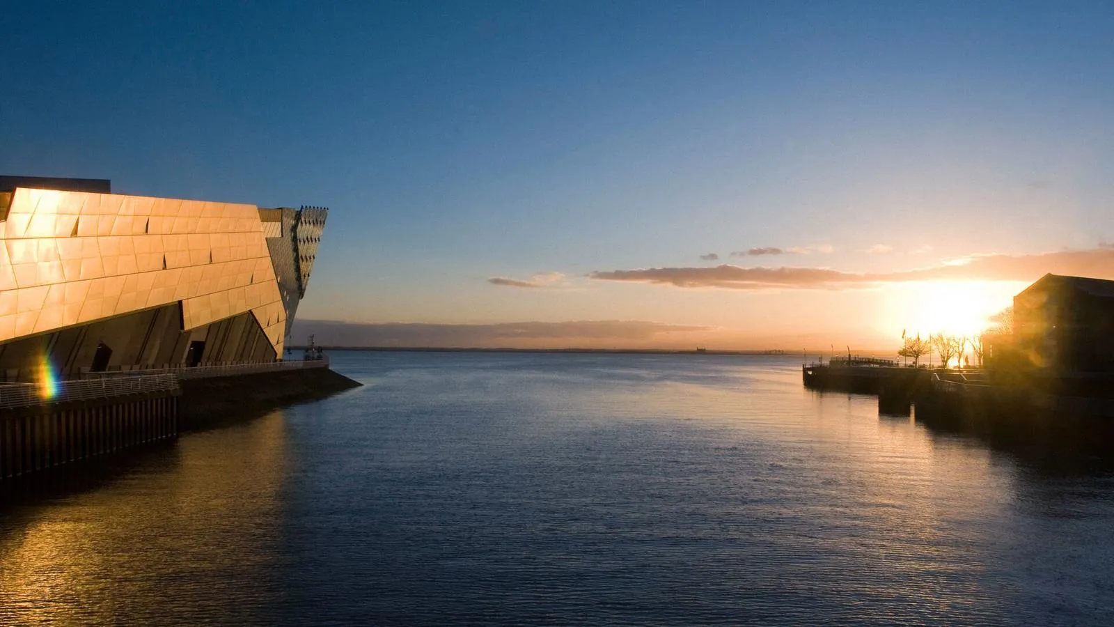 Humber estuary and The Deep at sunset