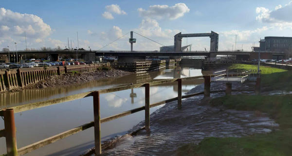 Hull Tidal Barrier from the banks of the River Hull