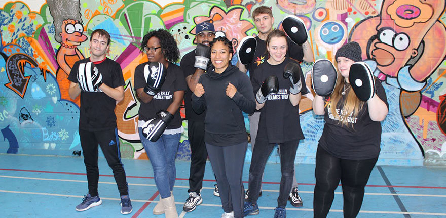 students in boxing class