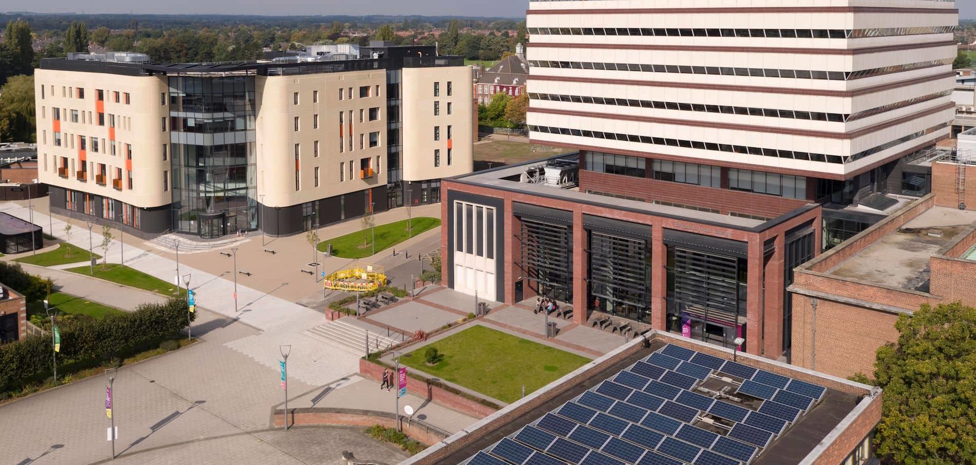 Allam Medical Building and Brynmor Jones Library with Larkin Solar Panels