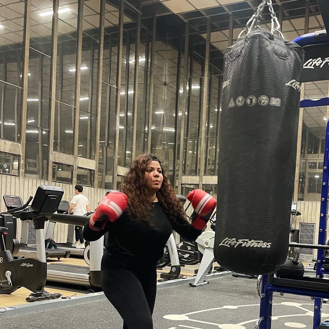 student boxing in the allam sport centre gym