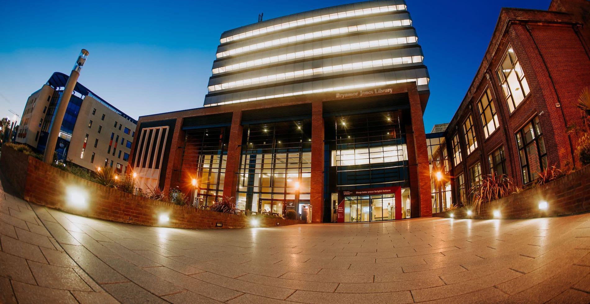 University of Hull Brynmor Jones Library at dusk