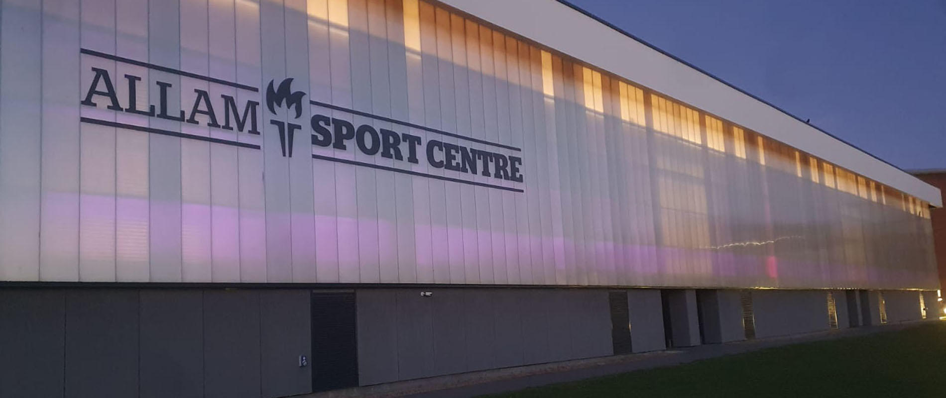 allam sports centre lit up for disabled history month