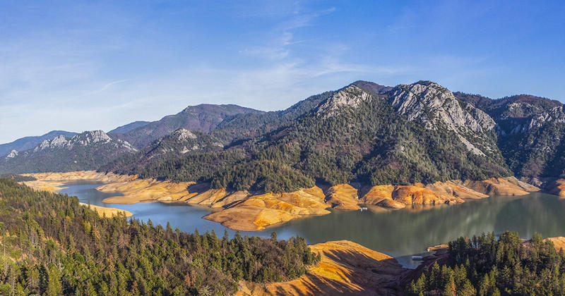 Drought causing low levels at Shasta Lake, California home of a hydroelectric plant