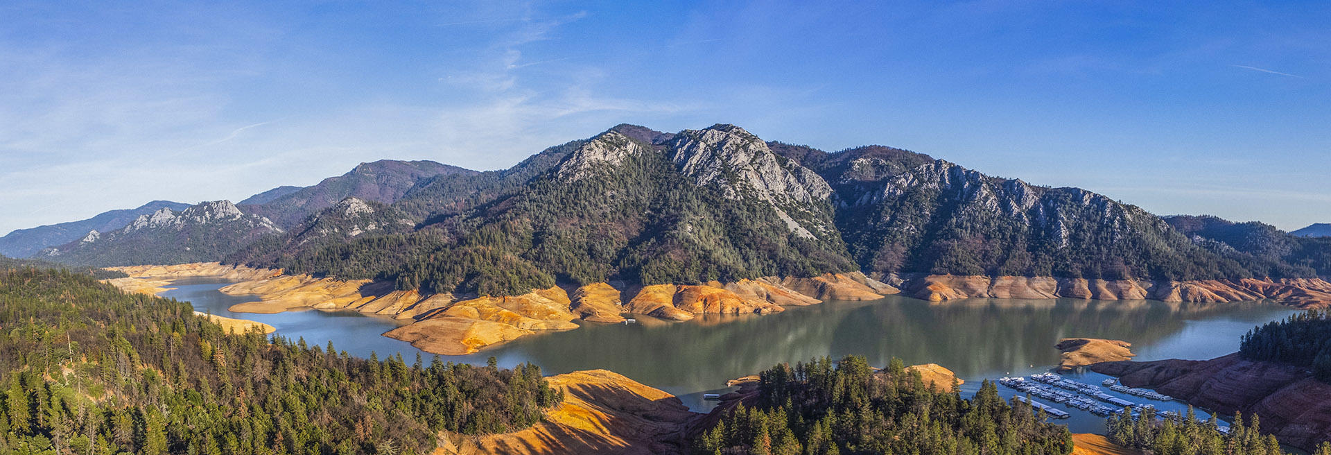 Drought causing low levels at Shasta Lake, California home of a hydroelectric plant