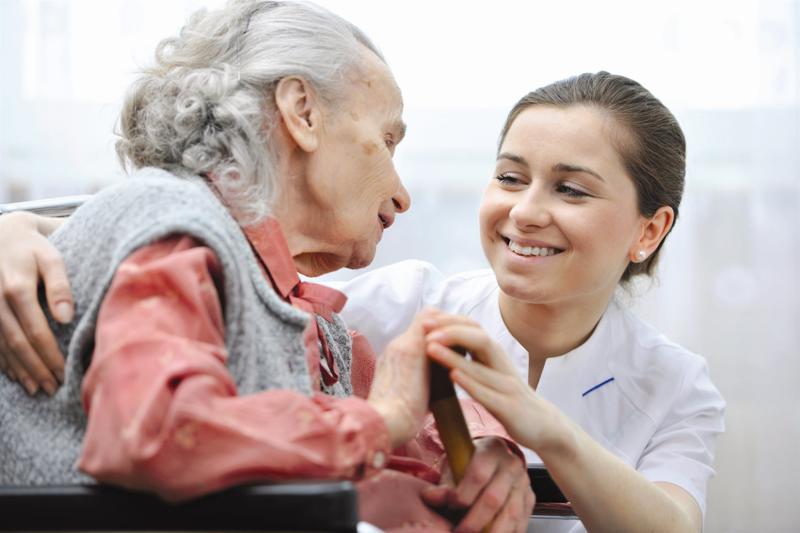 elderly lady and nurse