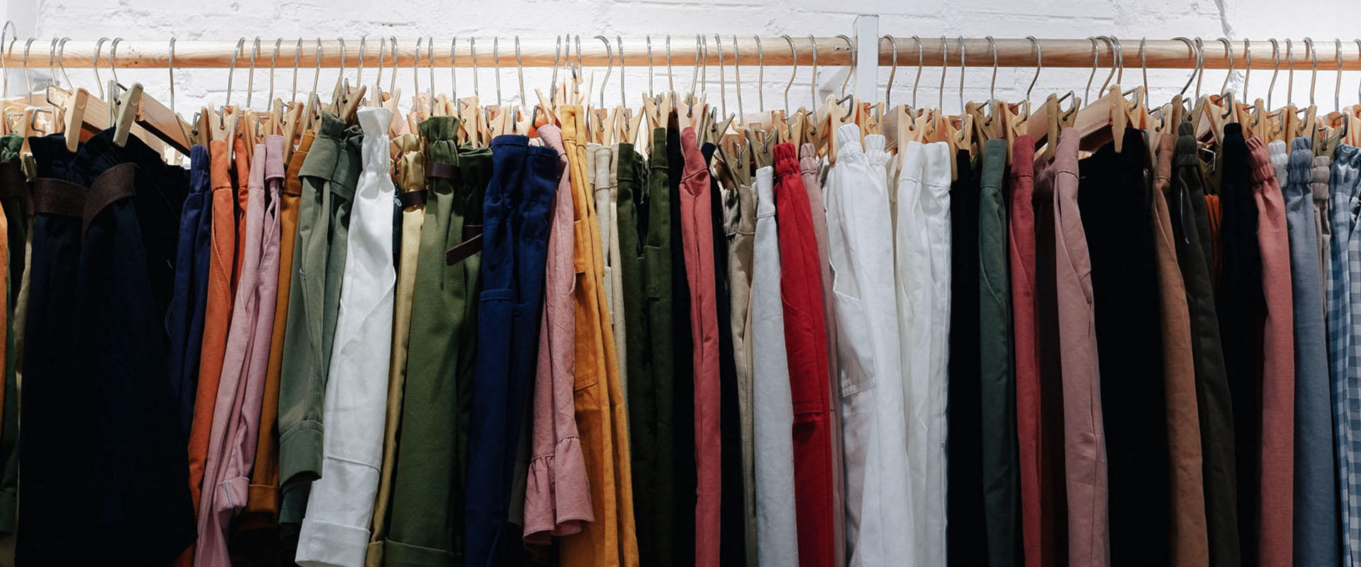 line of clothes on a rail