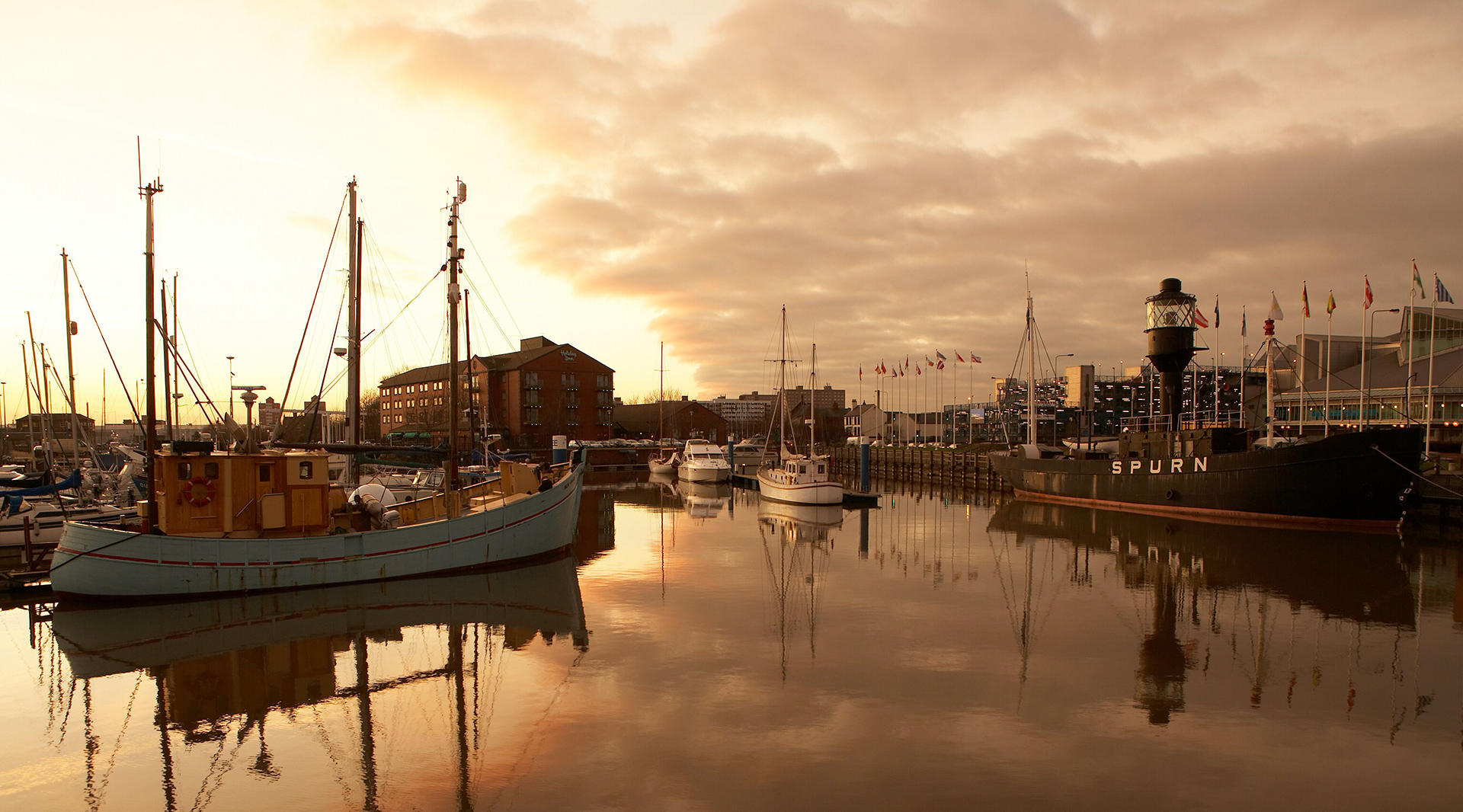 Hull Marina with Light Ship and Reflections