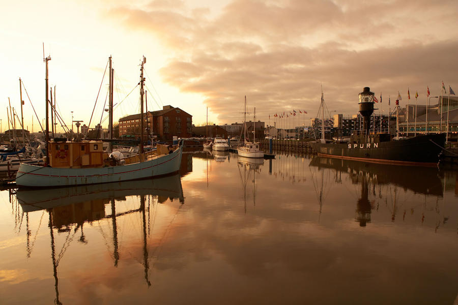 Hull Marina with Light Ship and Reflections