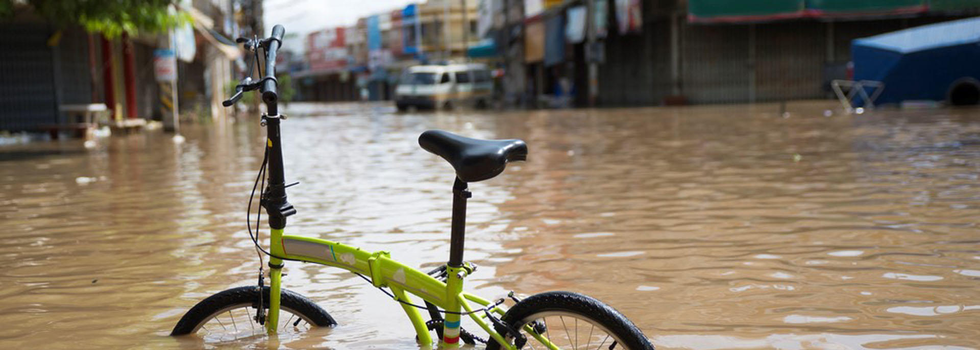 bike in flooded street