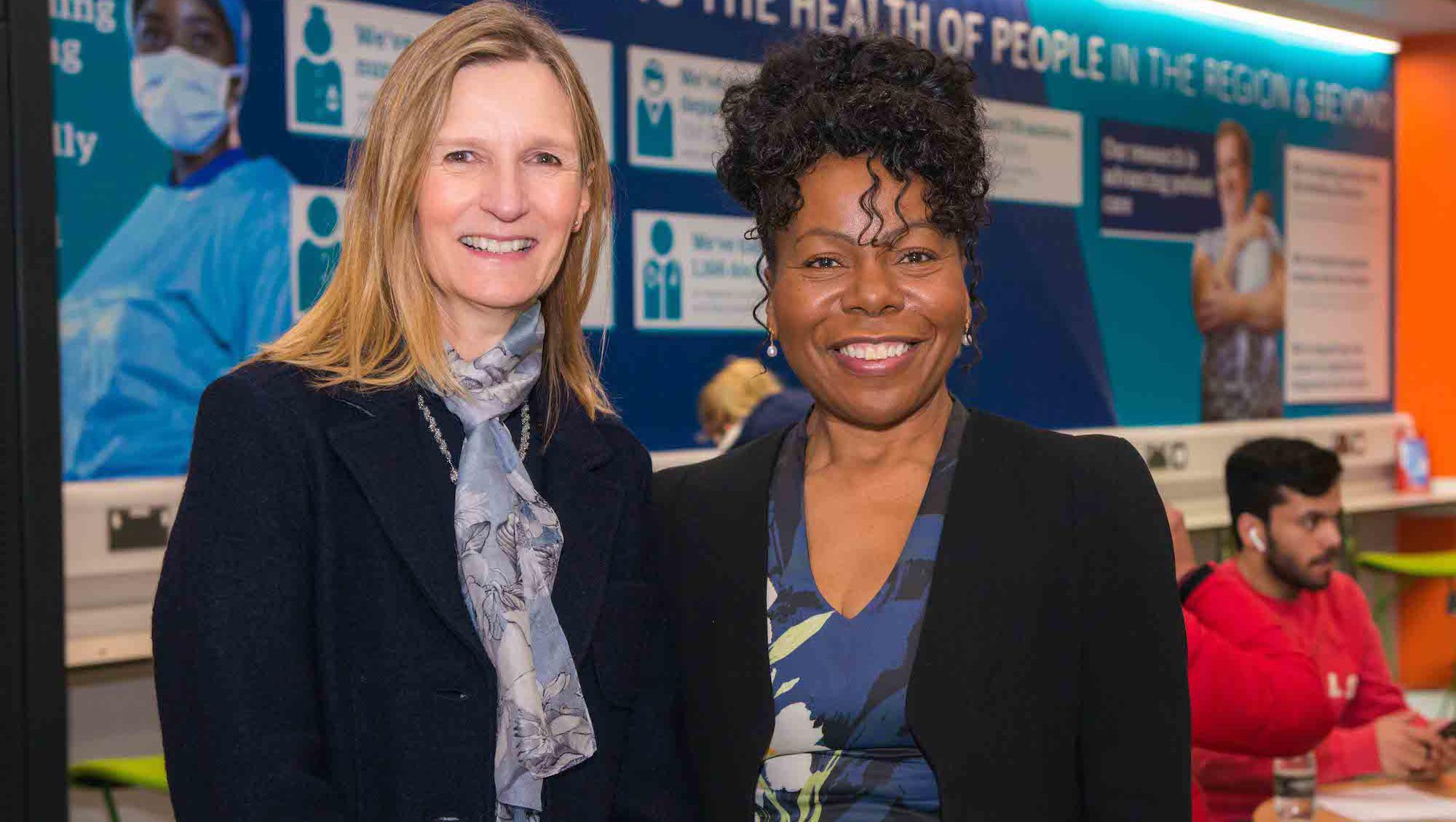 Vice-Chancellor Prof Susan Lea with Prof Dunkley-Bent OBE