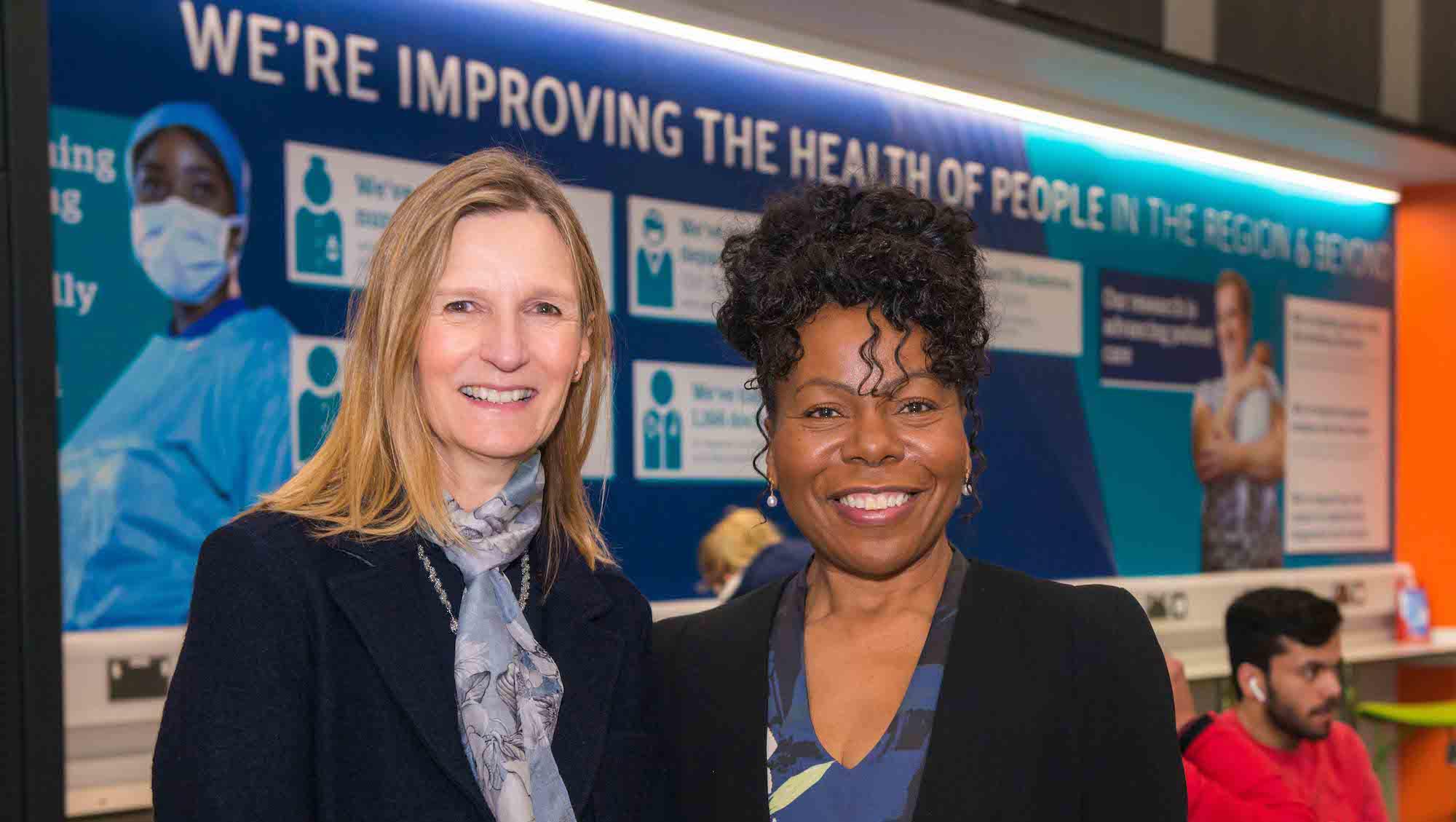 Vice-Chancellor Prof Susan Lea with Prof Dunkley-Bent OBE