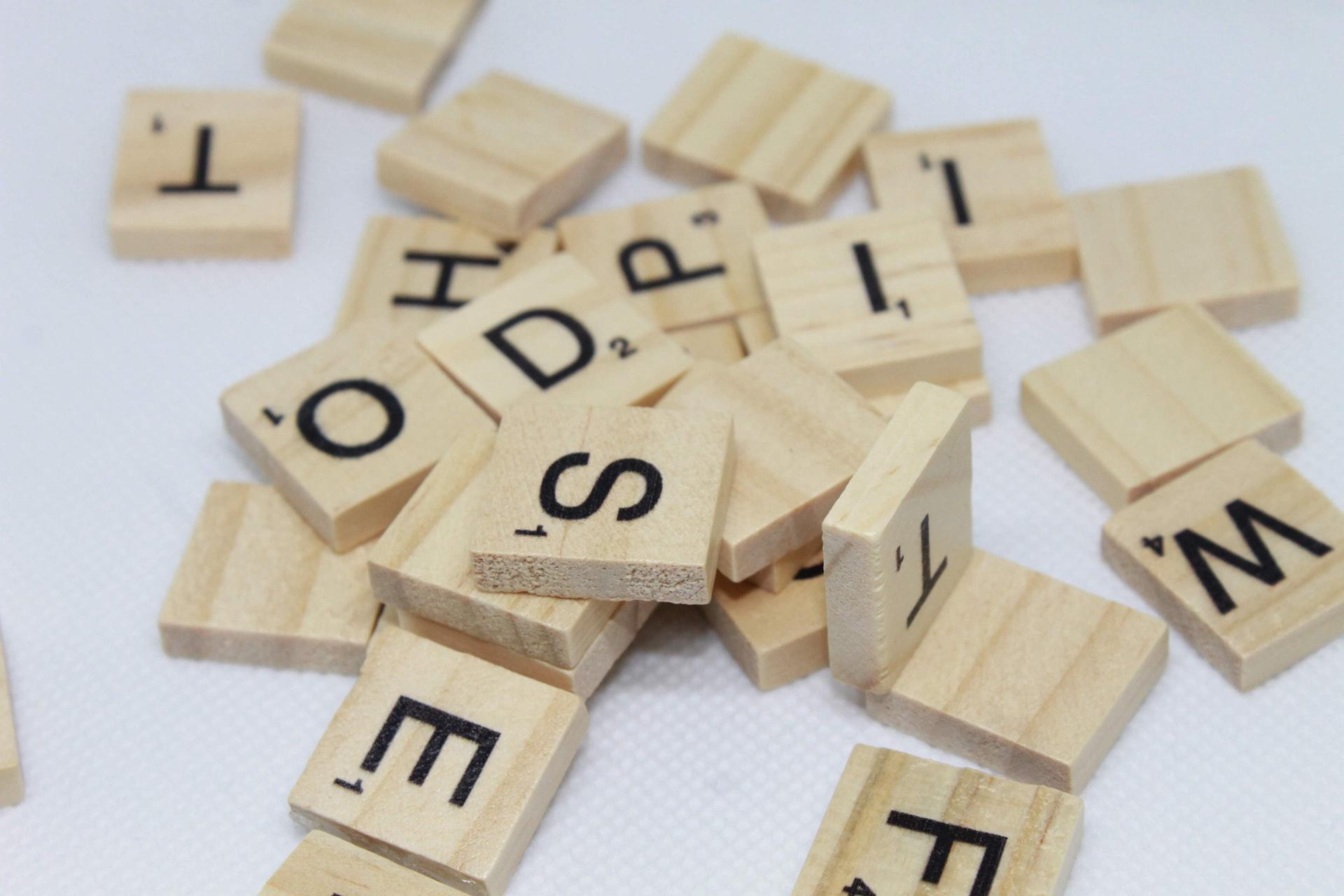 scrabble tiles on table