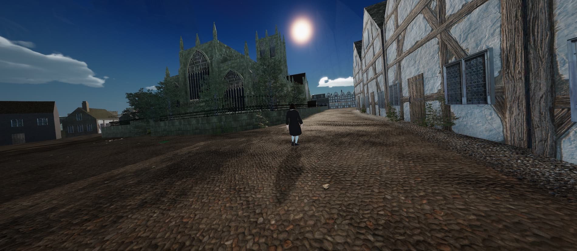 Virtual reality Andrew Marvell walking down South Church Side