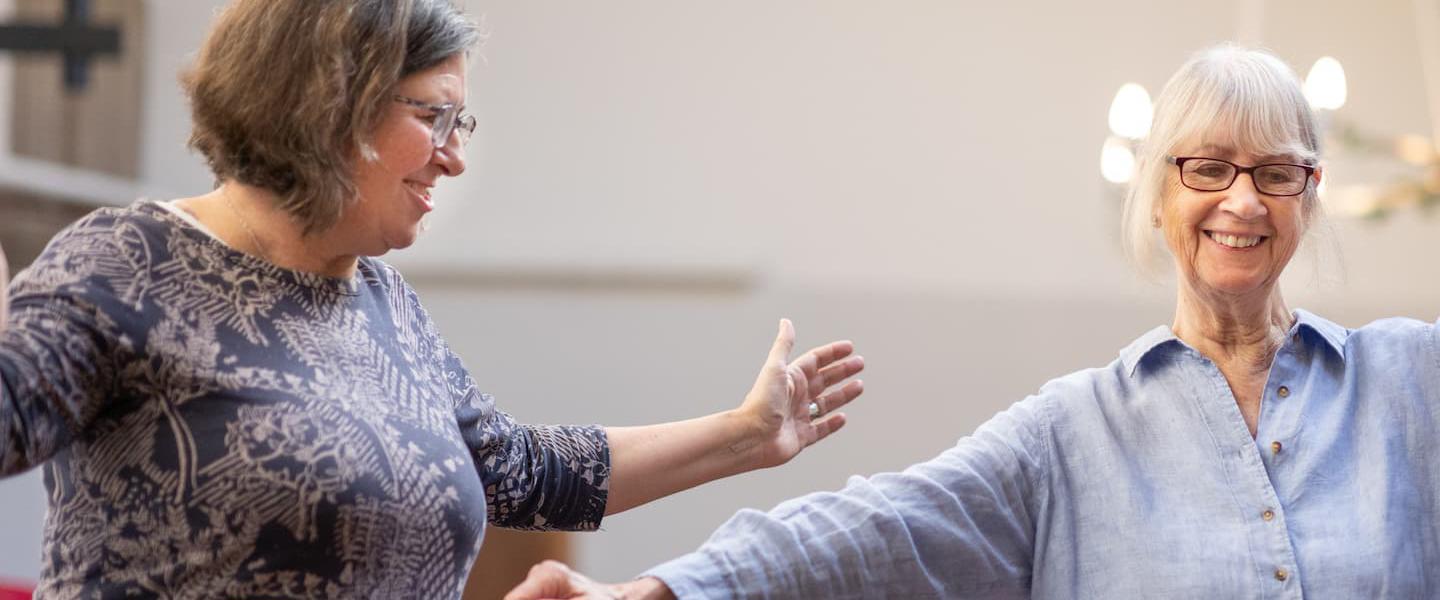 Two women exercising in a recovery centre