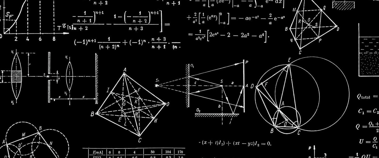 chalkboard with physics diagrams